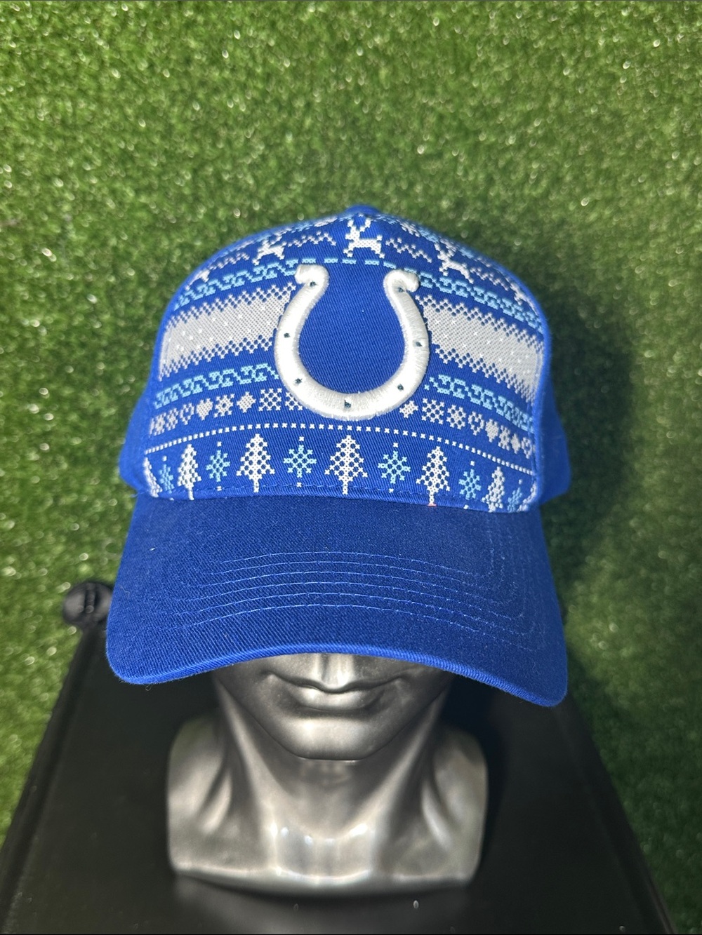 Indianapolis Colts Blue Holiday Knit-Pattern Trucker Hat